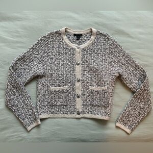 Salt & Pepper Tweed Button-Up Cardigan